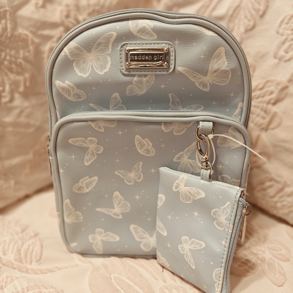 Madden Girl Light Blue Butterfly Backpack